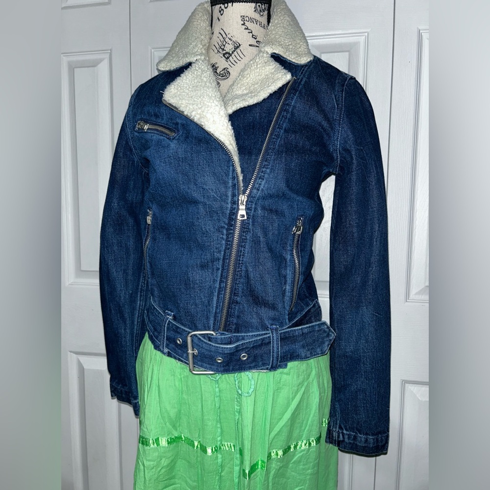 GAP Blue Jean Jacket with Cream Collar